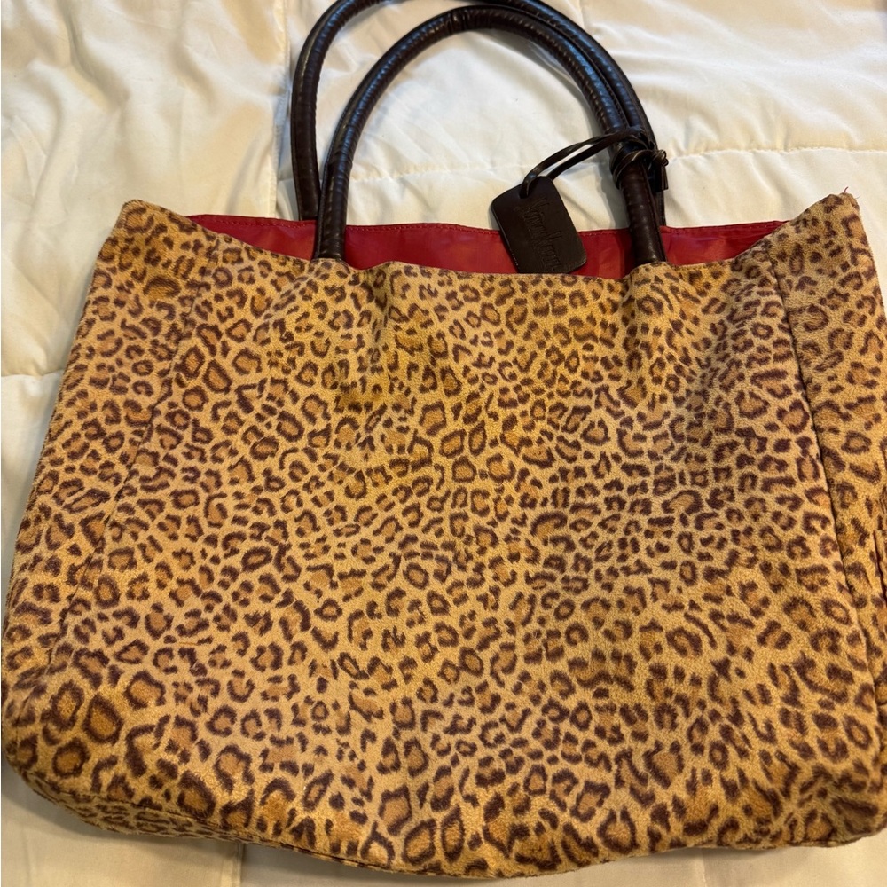 Neiman Marcus Brown Leopard Print Tote